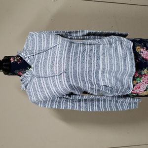 !!3 FOR $25 -- ABSOLUTELY FAMOUS grey/white stripe knit pullover hoodie size S